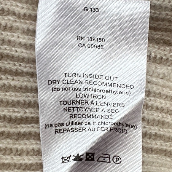 The Row Sweater 100% Cashmere Turtleneck Beige Size L Ribbed Made USA Very Soft - Picture 5 of 8